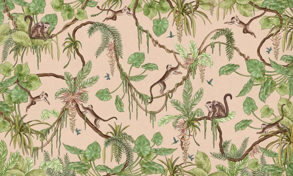 Playful Monkeys - Beige
