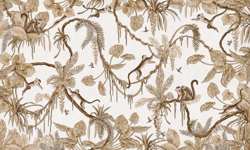 Playful Monkeys - Vintage - White