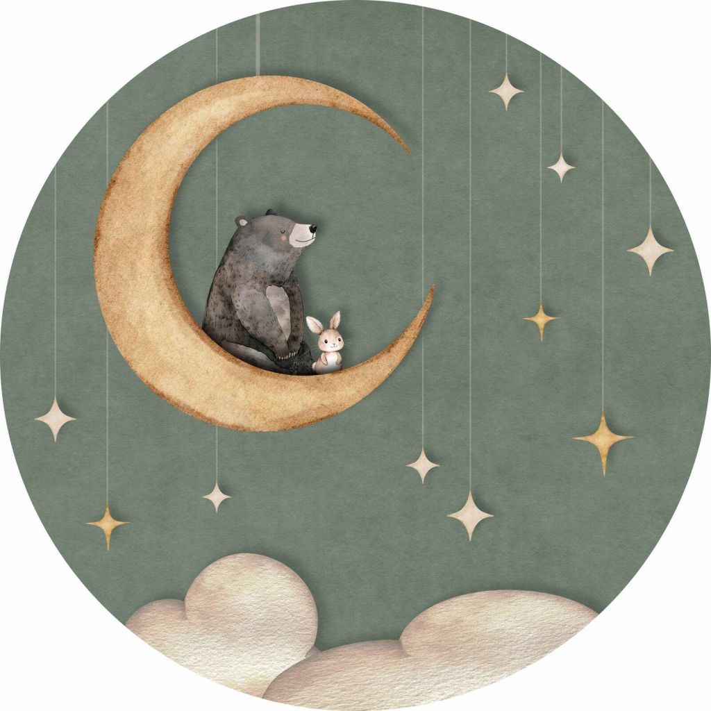 Bear on the Moon - Green - Circle