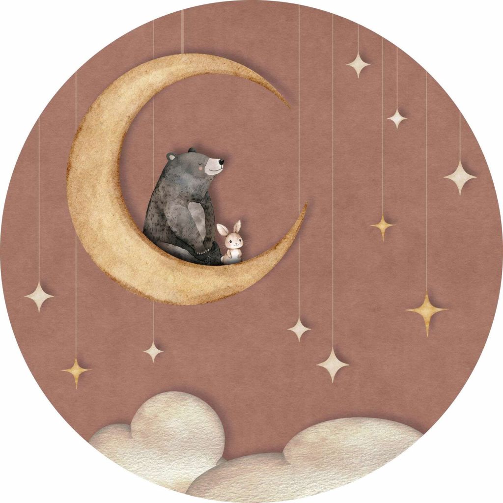 Bear on the Moon - Pink - Circle