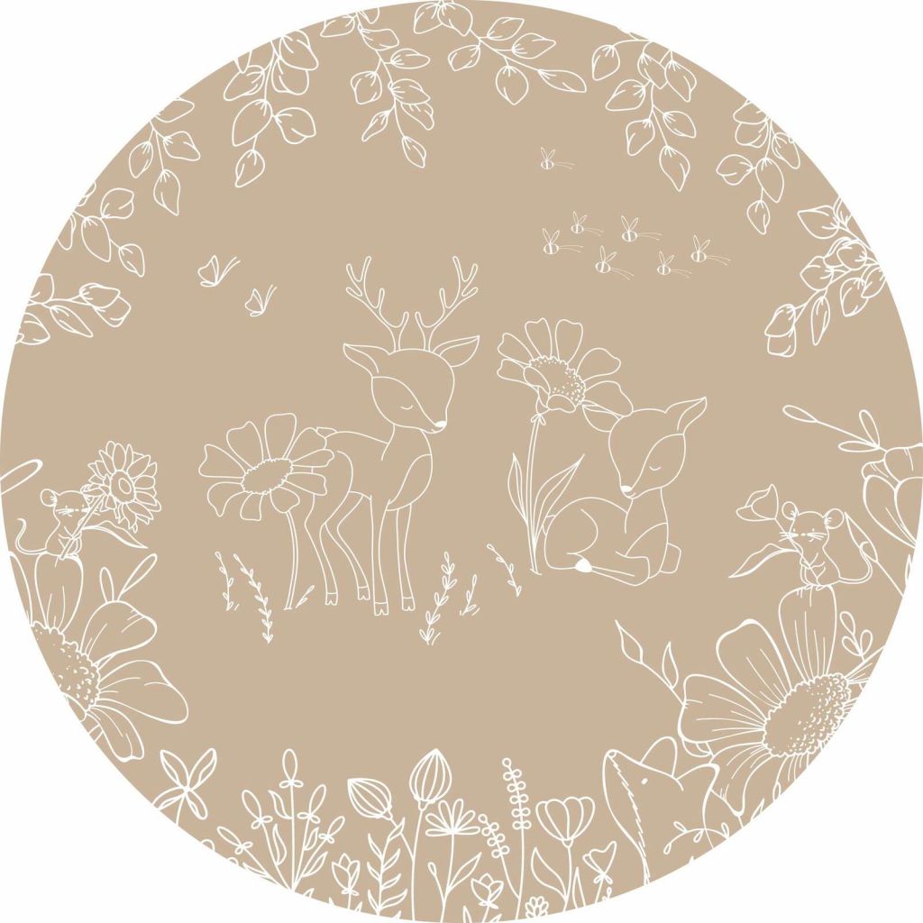 Deer Doodles - Beige - Circle