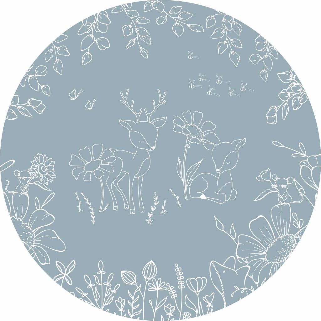 Deer Doodles - Blue - Circle