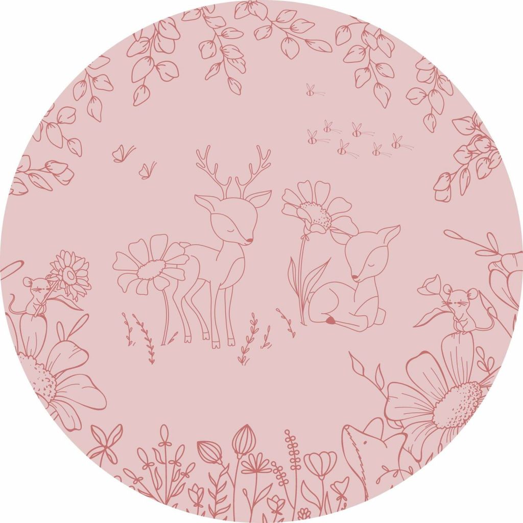 Deer Doodles - Pink Dark - Circle