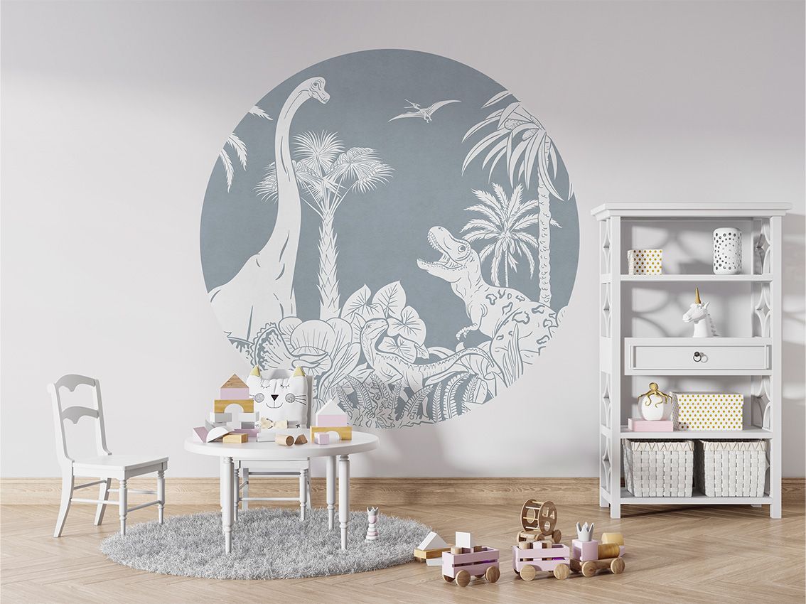 Monochrome Dino - Blue - Circle