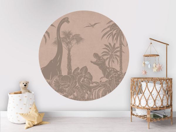 Monochrome Dino - Pink Vintage - Circle