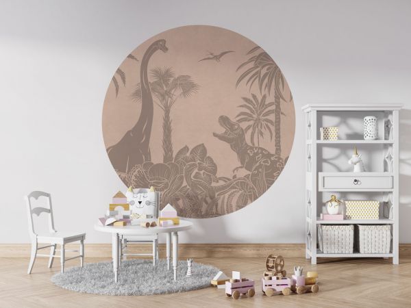 Monochrome Dino - Pink Vintage - Circle