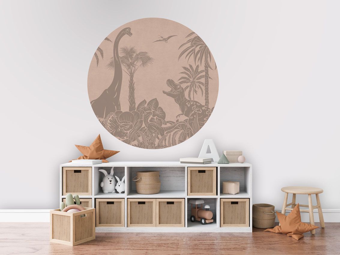 Monochrome Dino - Pink Vintage - Circle
