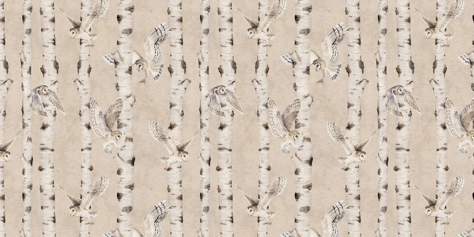 Birch and Owls - Beige - 120