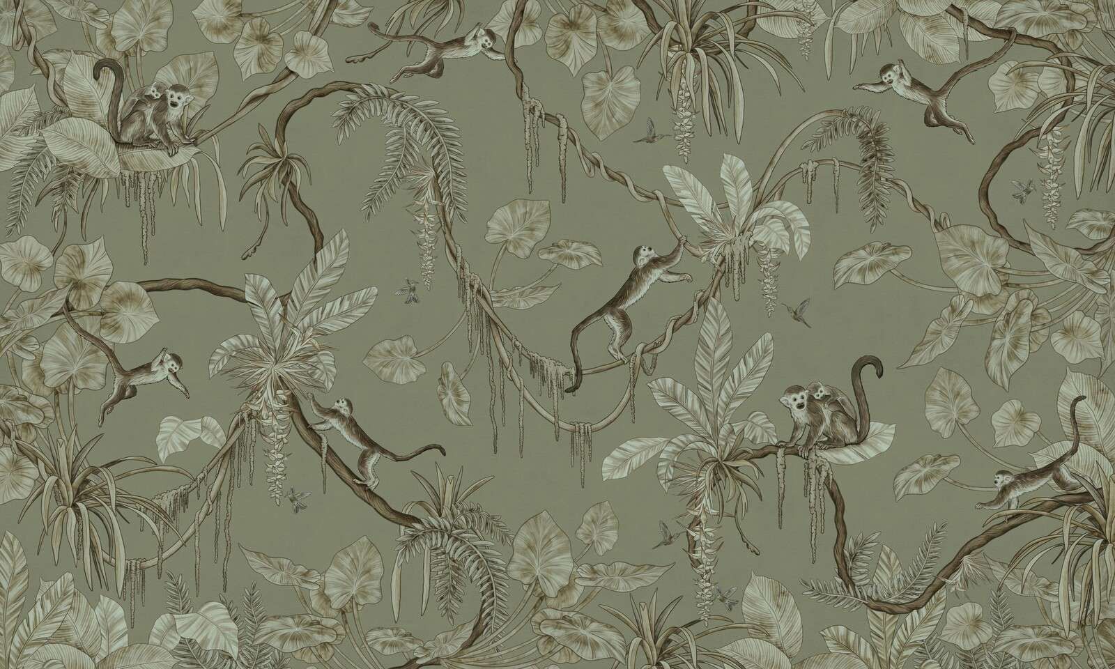 Playful Monkeys - Monochrome - Green