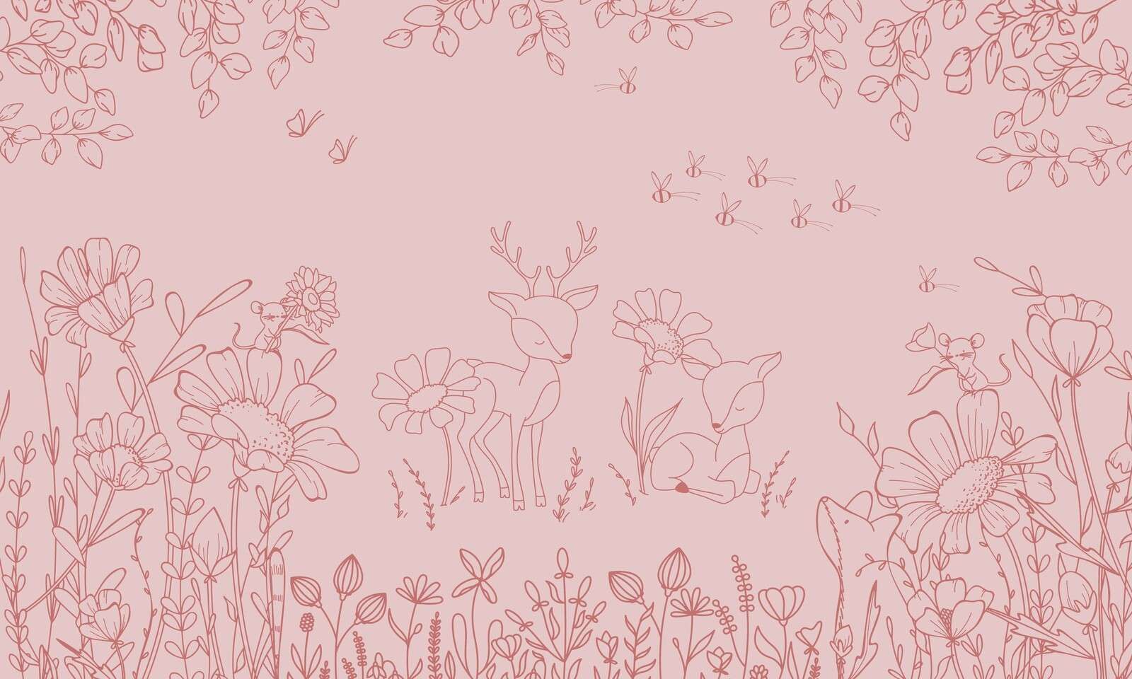 Deer Doodles - pink dark