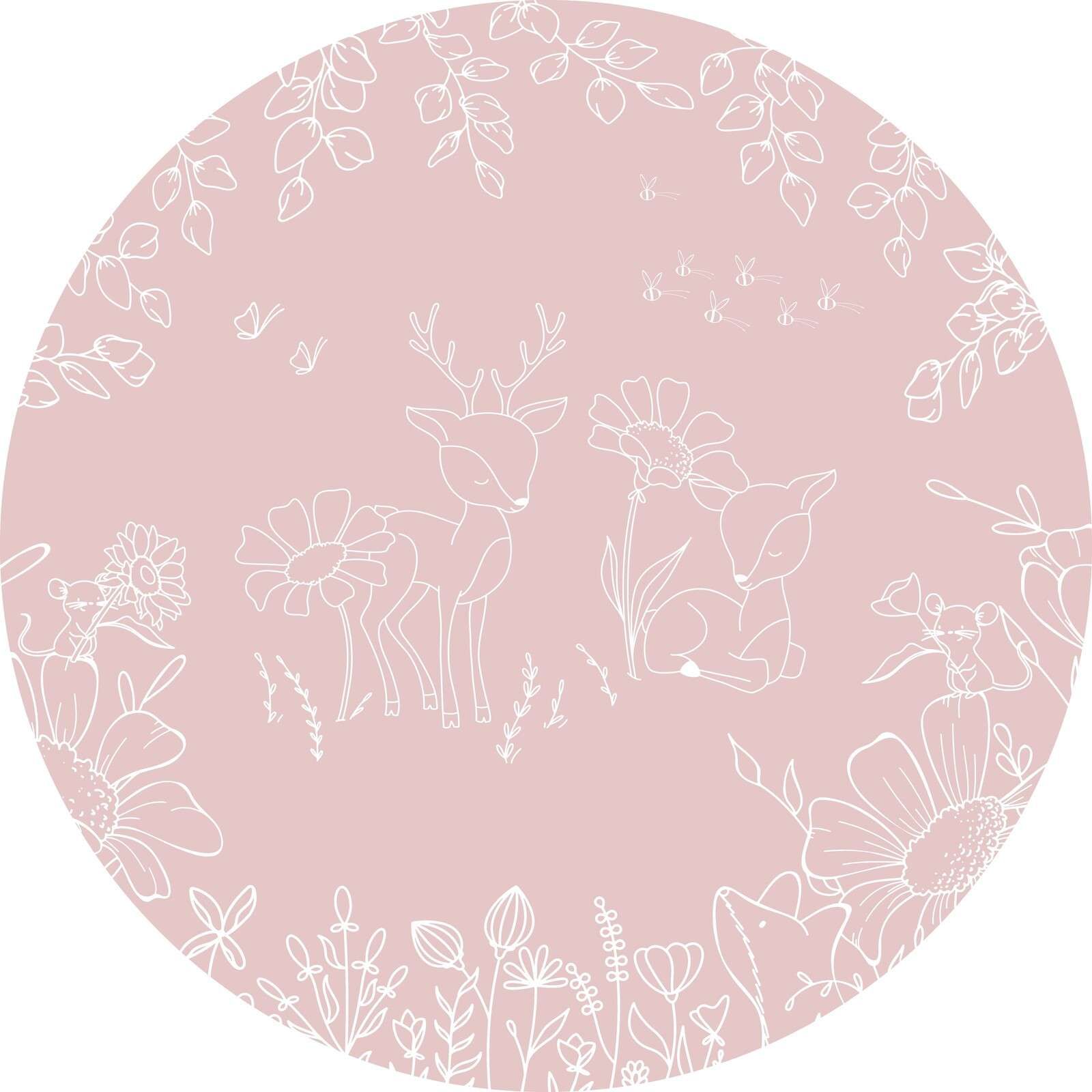 Deer Doodles - Pink - Circle
