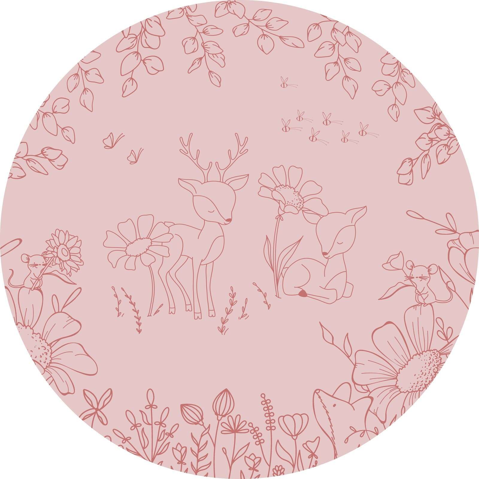 Deer Doodles - Pink Dark - Circle